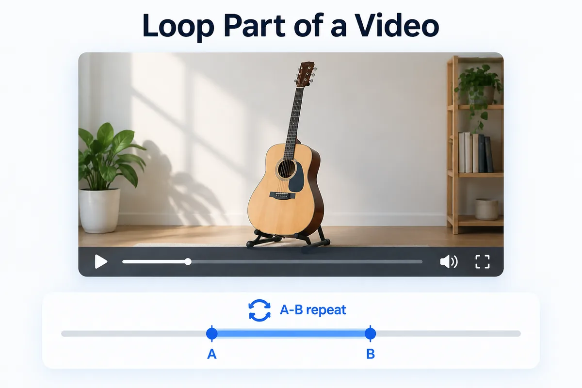 Loop part of a video — A-B repeat between point A and point B on the timeline